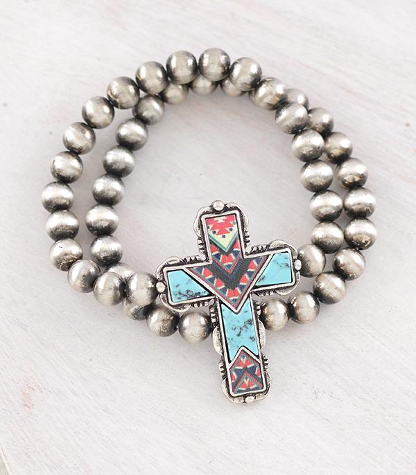 New Arrival :: Wholesale Western Aztec Turquoise Cross Bracelet