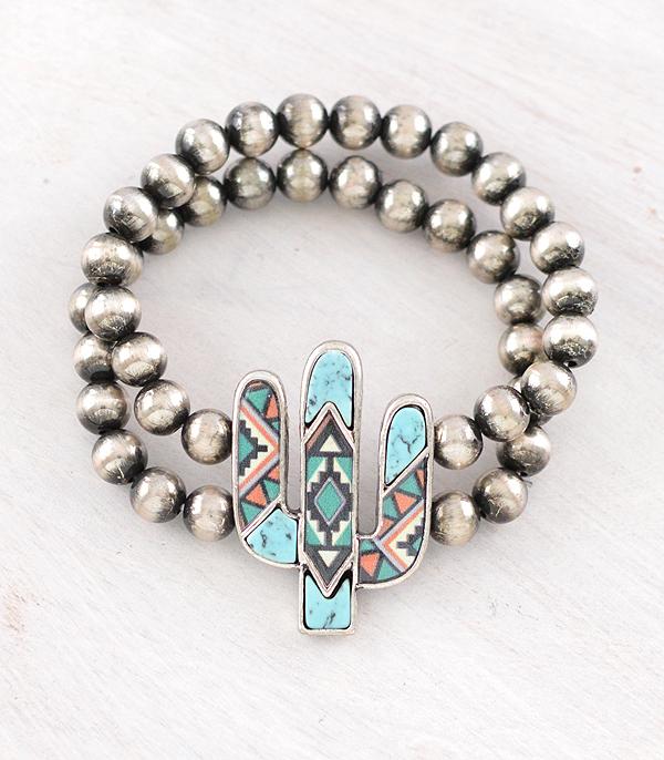 New Arrival :: Wholesale Western Turquoise Aztec Cactus Bracelet