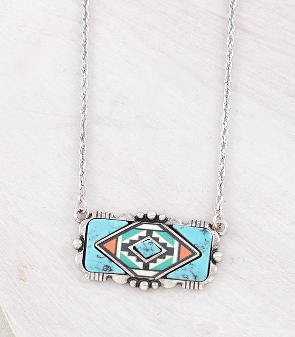 New Arrival :: Wholesale Western Aztec Turquoise Bar Necklace
