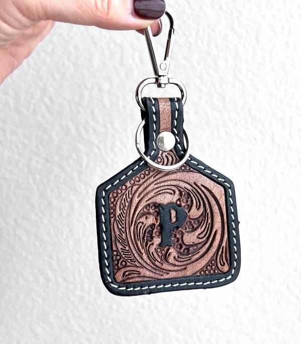 New Arrival :: Wholesale Leather Tooling Initial Keychain