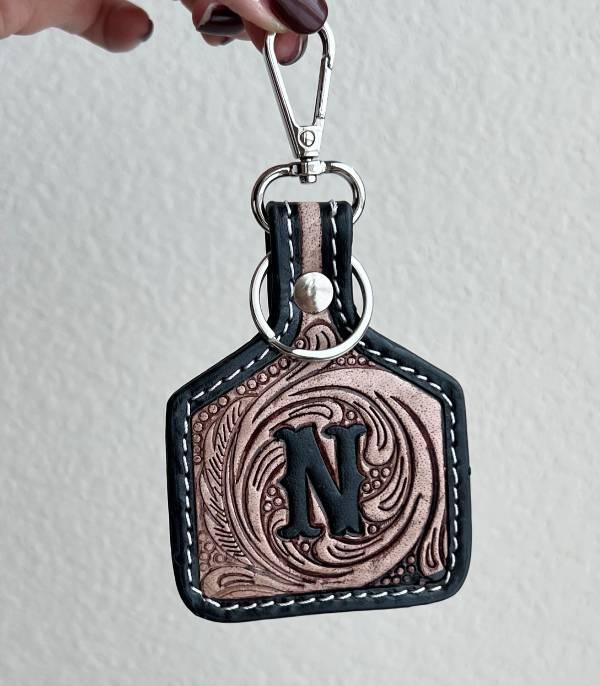 New Arrival :: Wholesale Leather Tooling Initial Keychain