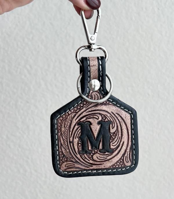 New Arrival :: Wholesale Leather Tooling Initial Keychain