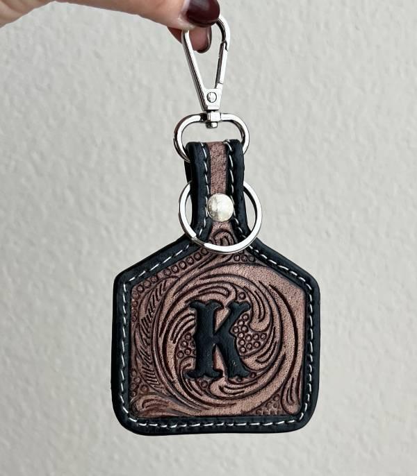 New Arrival :: Wholesale Leather Tooling Initial Keychain