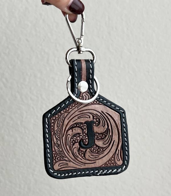New Arrival :: Wholesale Leather Tooling Initial Keychain