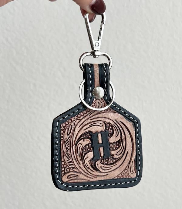 New Arrival :: Wholesale Leather Tooling Initial Keychain