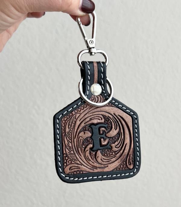 New Arrival :: Wholesale Leather Tooling Initial Keychain
