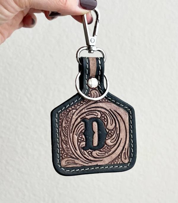 New Arrival :: Wholesale Leather Tooling Initial Keychain