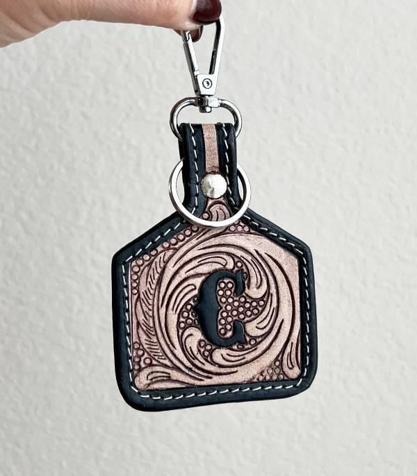 New Arrival :: Wholesale Leather Tooling Initial Keychain