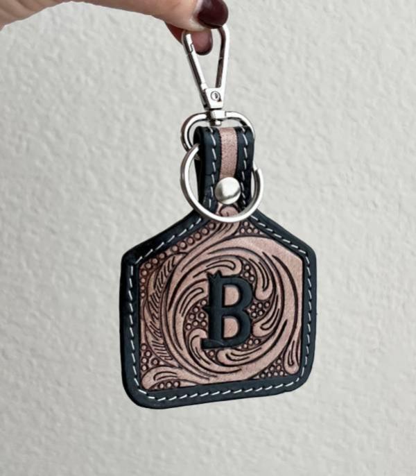 New Arrival :: Wholesale Leather Tooling Initial Keychain