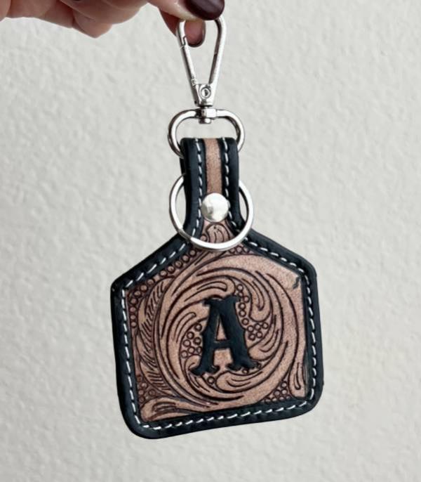 New Arrival :: Wholesale Leather Tooling Initial Keychain
