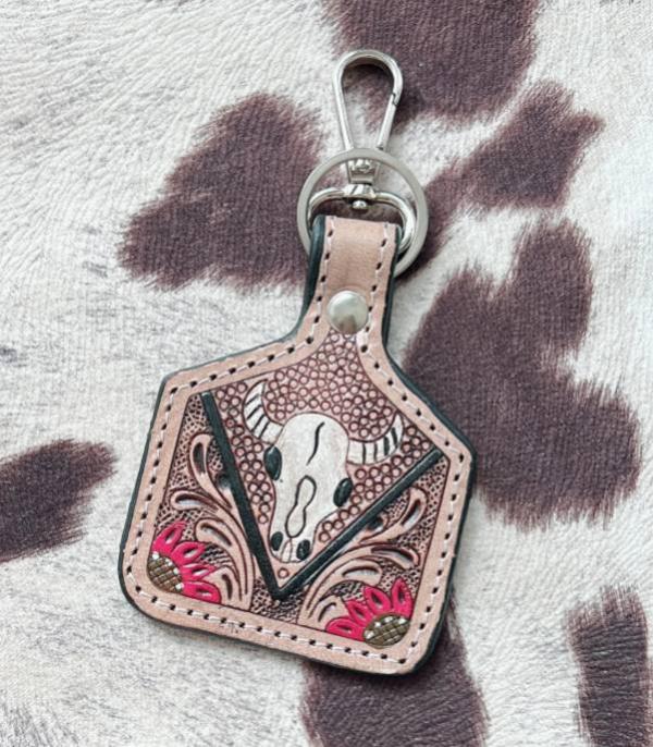 New Arrival :: Wholesale Western Leather Cattle Tag Keychain