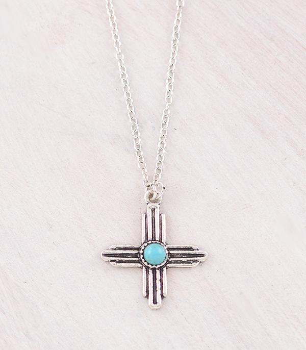 New Arrival :: Wholesale Western Turquoise Cross Necklace