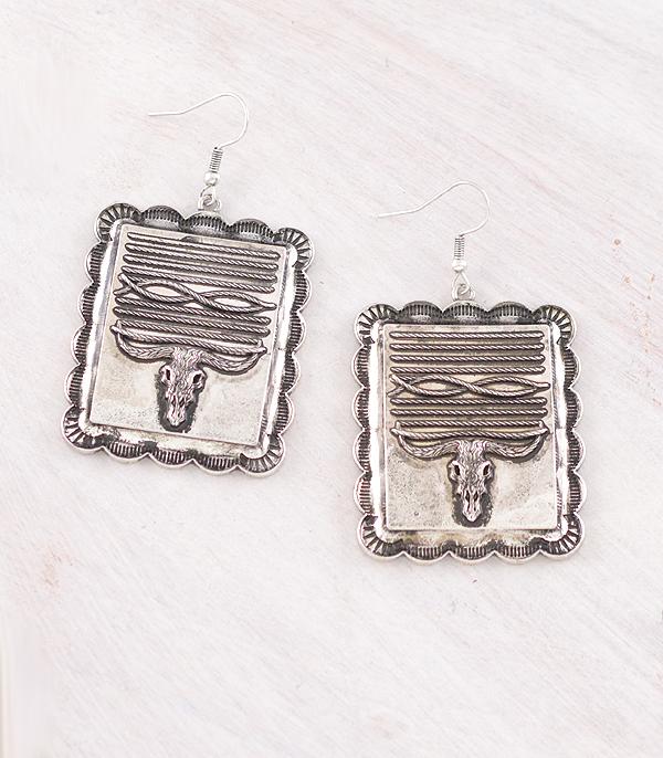 New Arrival :: Wholesale Western Boot Stitch Cow Earrings