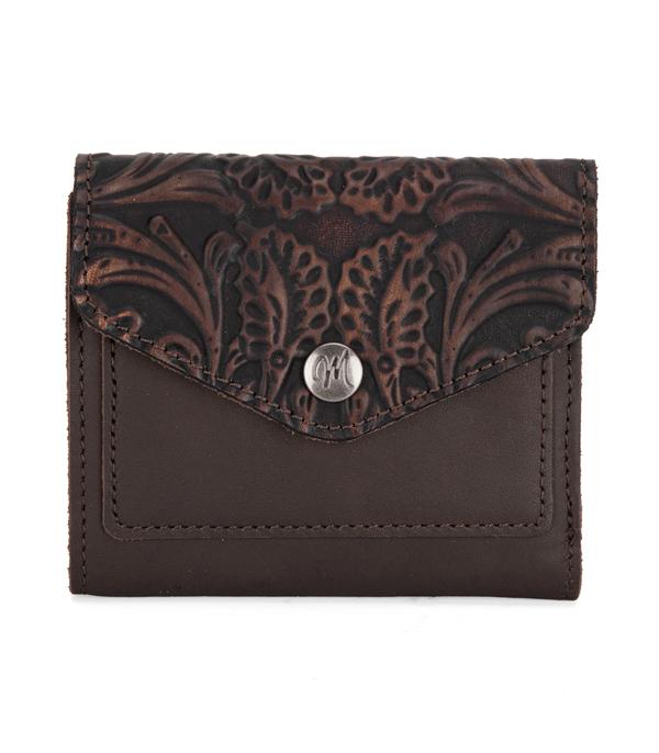 New Arrival :: Wholesale Genuine Leather Tooled Tri-Fold Wallet