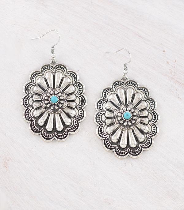 EARRINGS :: WESTERN HOOK EARRINGS :: Wholesale Western Turquoise Concho Earrings