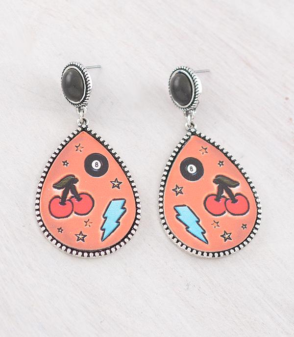WHAT'S NEW :: Wholesale Western Eight Ball Teardrop Earrings