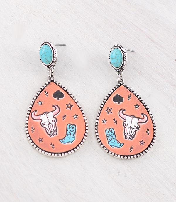 WHAT'S NEW :: Wholesale Western Cow Skull Teardrop Earrings