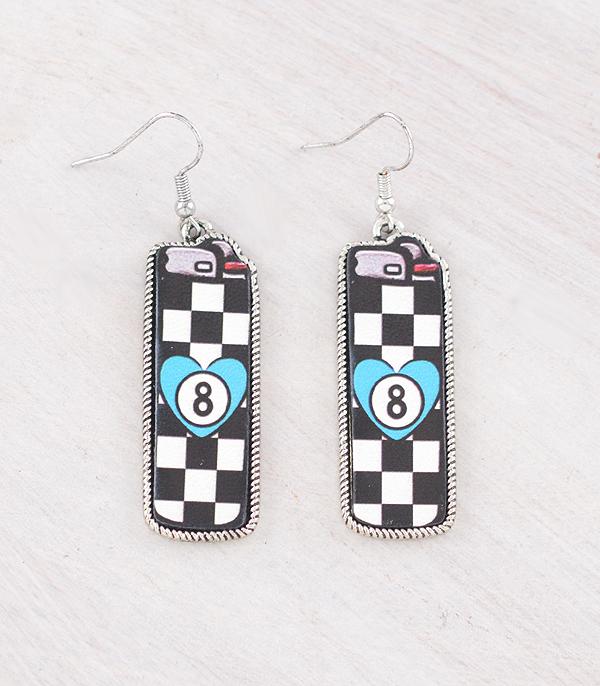 EARRINGS :: WESTERN HOOK EARRINGS :: Wholesale Western Checkered Lighter Earrings