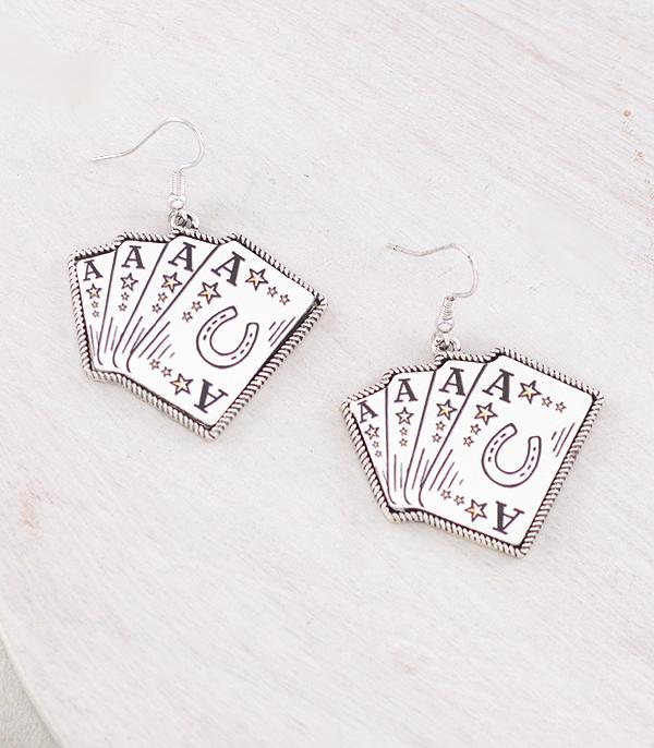 EARRINGS :: WESTERN HOOK EARRINGS :: Wholesale Western Ace Card Earrings