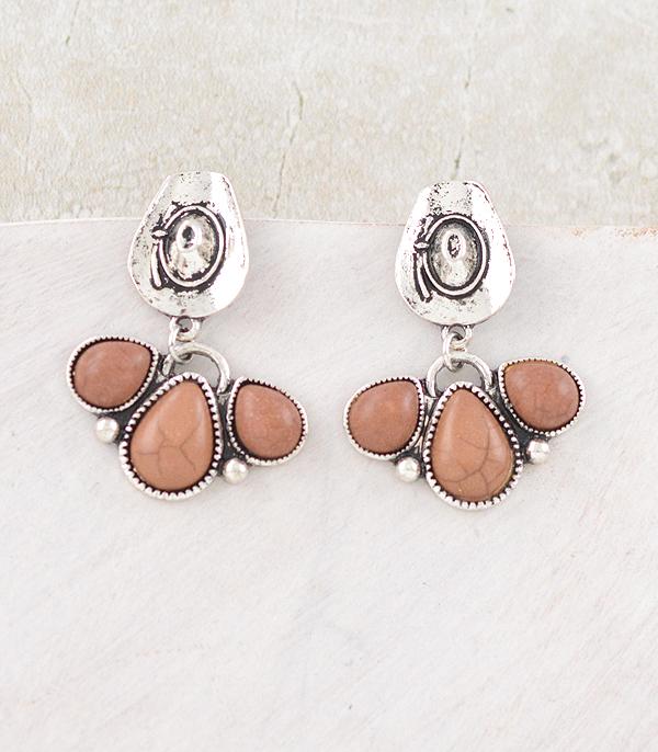 New Arrival :: Wholesale Western Cowboy Hat Stone Earrings