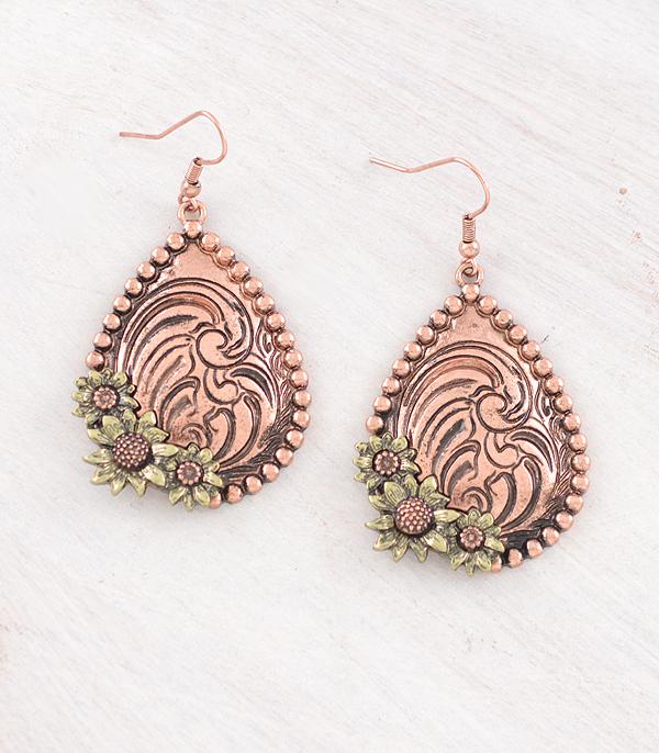 New Arrival :: Wholesale Western Tooling Teardrop Earrings