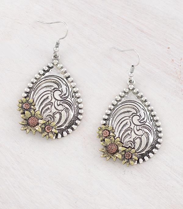 New Arrival :: Wholesale Western Tooling Teardrop Earrings