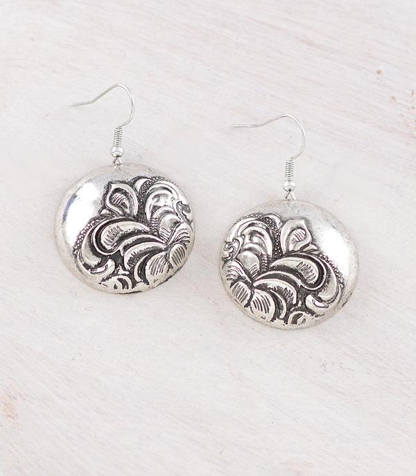 New Arrival :: Wholesale Western Round Flower Tooling Earrings