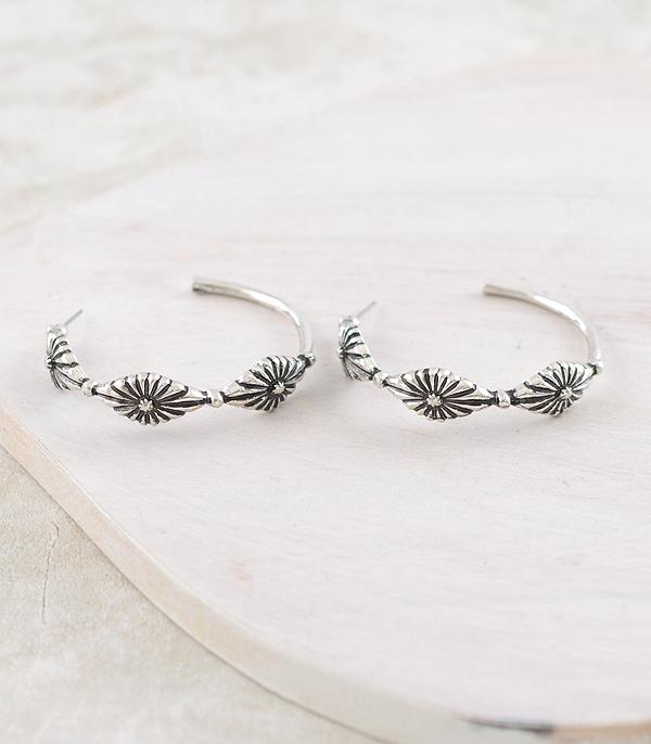 EARRINGS :: HOOP EARRINGS :: Wholesale Western Concho Hoop Earrings