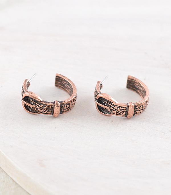 EARRINGS :: HOOP EARRINGS :: Wholesale Western Buckle Hoop Earrings