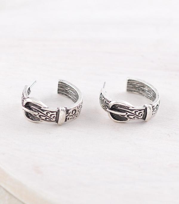 EARRINGS :: HOOP EARRINGS :: Wholesale Western Buckle Hoop Earrings