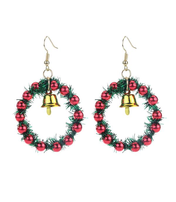 New Arrival :: Wholesale Christmas Wreath Bell Earrings