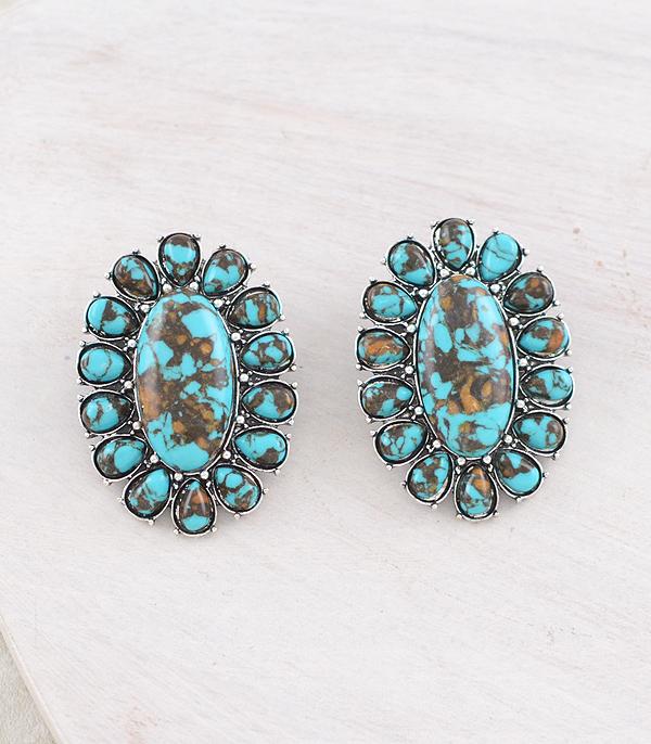 New Arrival :: Wholesale Western Turquoise Oversized Earrings