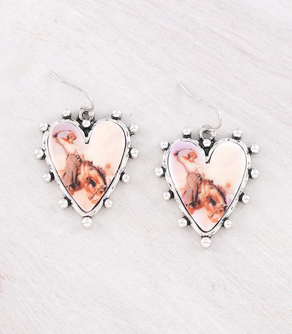 EARRINGS :: WESTERN HOOK EARRINGS :: Wholesale Tipi Brand Vintage Cowgirl Heart Earring