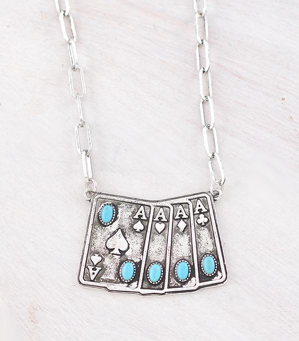 New Arrival :: Wholesale Western Ace Of Cards Necklace