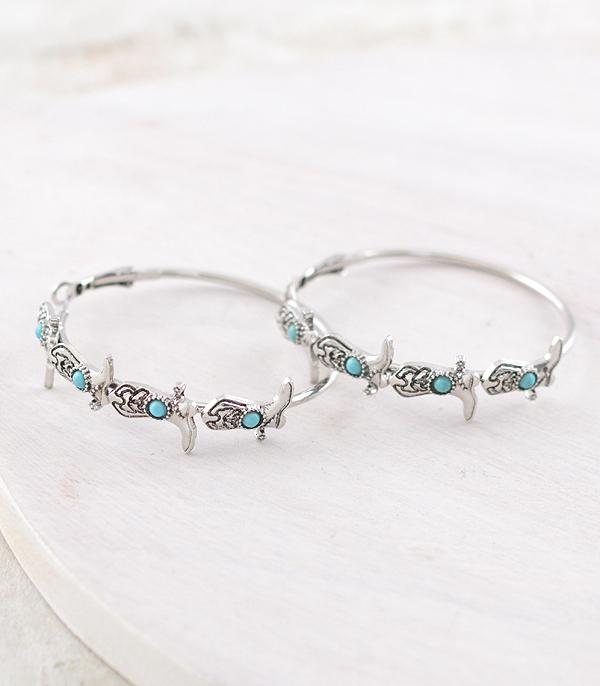 EARRINGS :: HOOP EARRINGS :: Wholesale Western Cowboy Boots Hoop Earrings