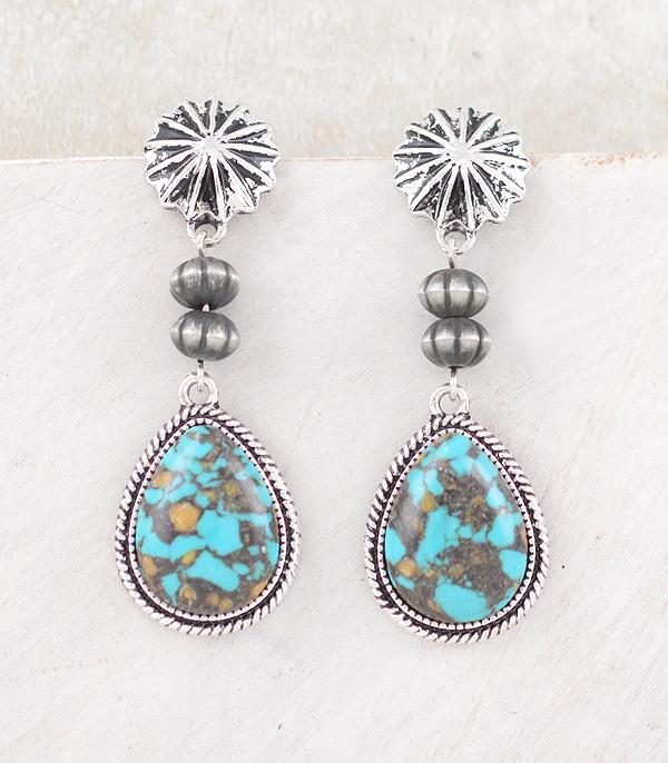 New Arrival :: Wholesale Western Turquoise Teardrop Earrings