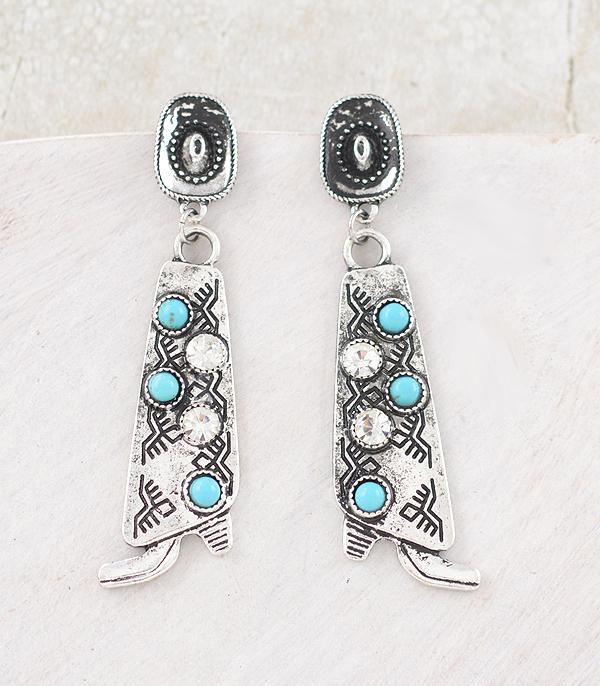 EARRINGS :: WESTERN POST EARRINGS :: Wholesale Western Turquoise Chaps Earrings