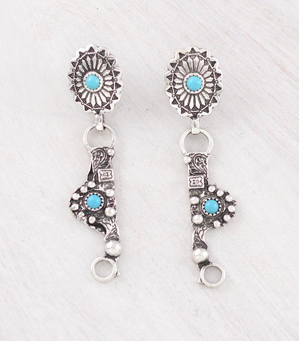 New Arrival :: Wholesale Western Turquoise Concho Earrings