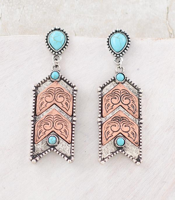 New Arrival :: Wholesale Western Tooling Turquoise Earrings