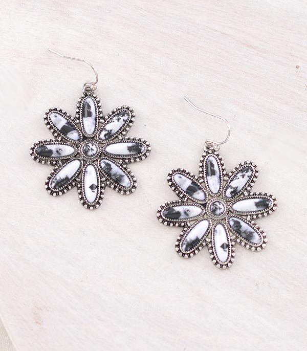 WHAT'S NEW :: Wholesale Western Howlite Flower Concho Earrings