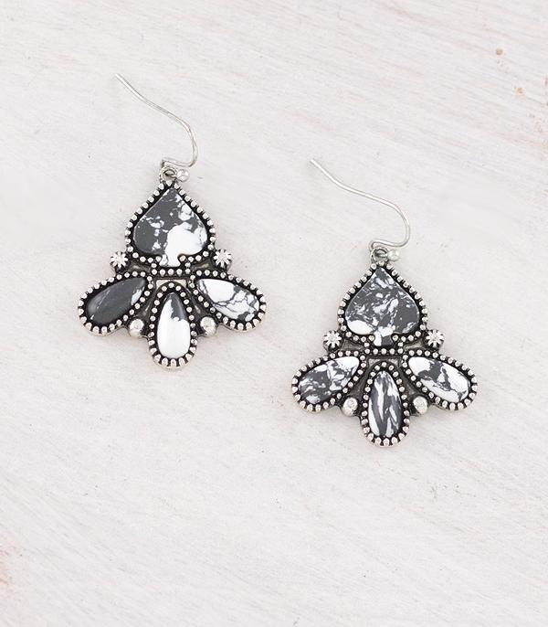EARRINGS :: WESTERN HOOK EARRINGS :: Wholesale Western Ace of Spade Stone Earrings