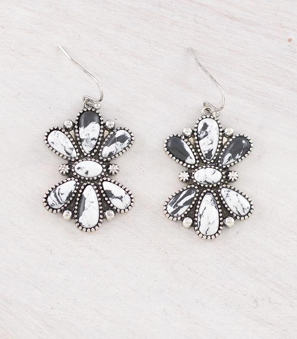 EARRINGS :: WESTERN HOOK EARRINGS :: Wholesale Western Howlite Stone Earrings