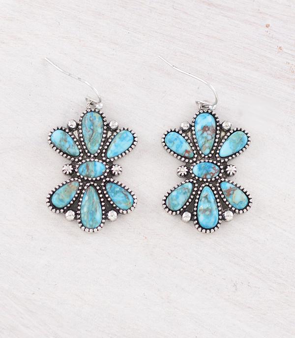 EARRINGS :: WESTERN HOOK EARRINGS :: Wholesale Western Turquoise Stone Earrings