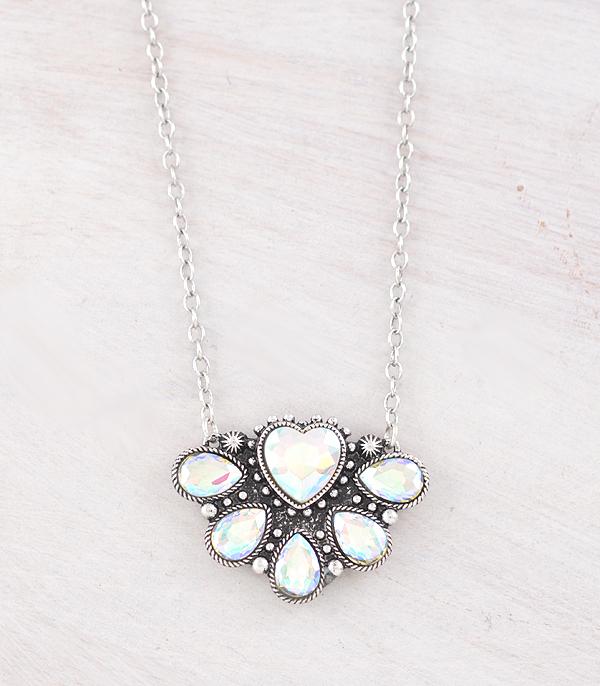WHAT'S NEW :: Wholesale Western AB Glass Stone Heart Necklace
