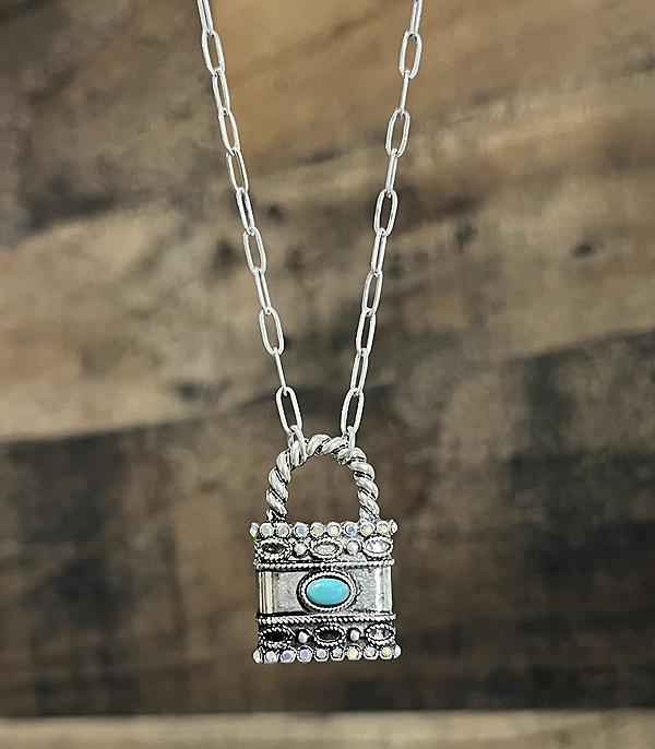 WHAT'S NEW :: Wholesale Western Turquoise Lock Pendant Necklace