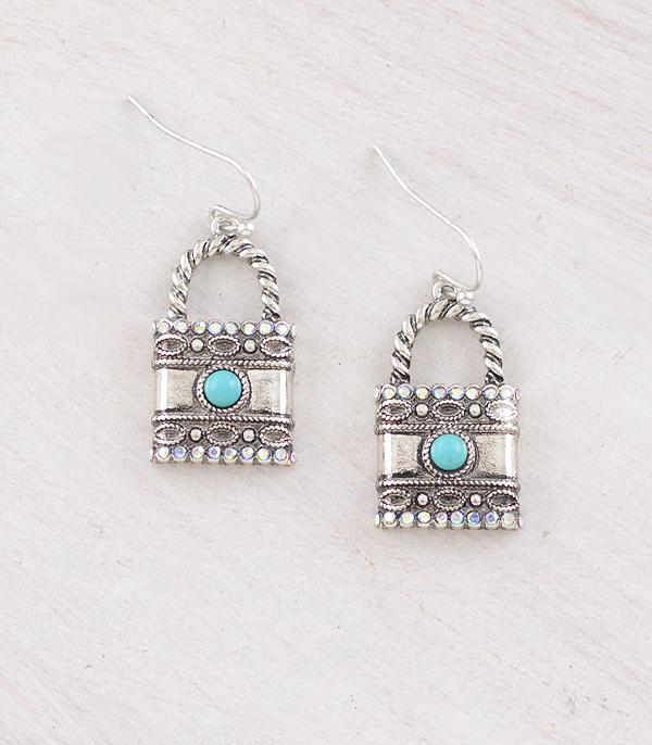 EARRINGS :: WESTERN HOOK EARRINGS :: Wholesale Western Turquoise Lock Earrings