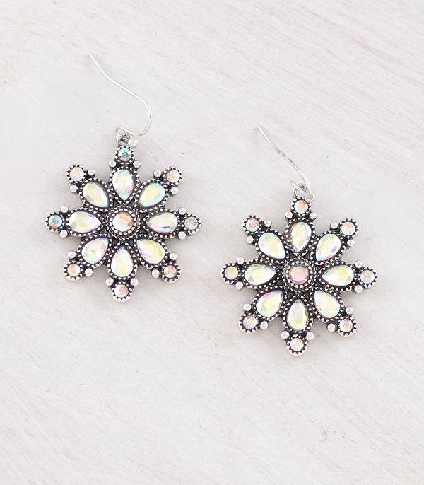 EARRINGS :: WESTERN HOOK EARRINGS :: Wholesale Western AB Stone Concho Earrings