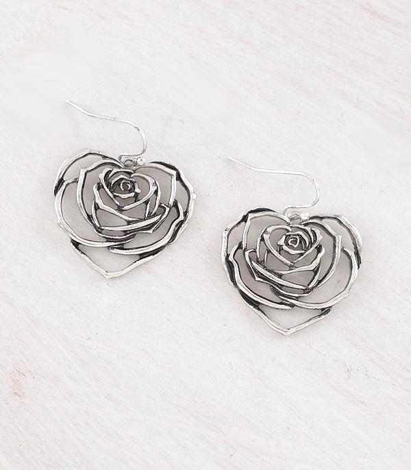 EARRINGS :: WESTERN HOOK EARRINGS :: Wholesale Tipi Brand Rose Heart Earrings