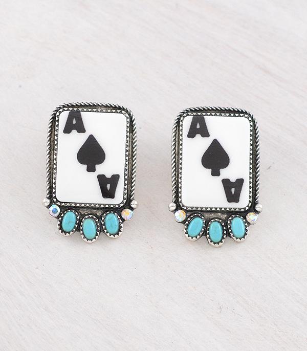EARRINGS :: WESTERN POST EARRINGS :: Wholesale Tipi Brand Ace of Card Earrings