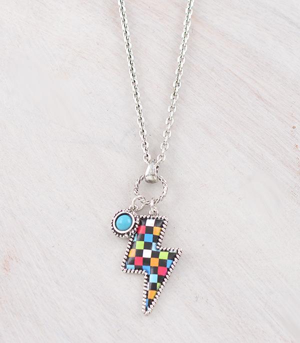 WHAT'S NEW :: Wholesale Western Checkered Bolt Necklace